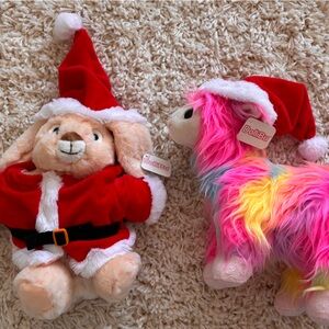 Dollibu Rainbow Llama and Santa Bear Plush